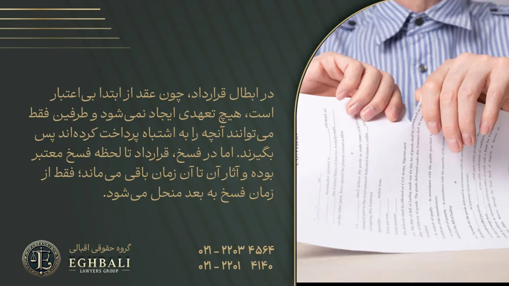 تفاوت فسخ و ابطال قرارداد